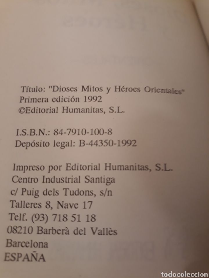Libros de segunda mano: Dioses,Mitos y Heroes.Orientales.Editorial Humanitas. - Foto 3