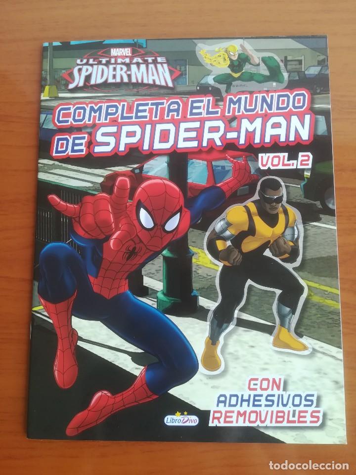 Libros de segunda mano: CUADERNILLO COMPLETA EL MUNDO DE SPIDER-MAN VOLUMEN 2 CON PEGATINAS - Foto 1
