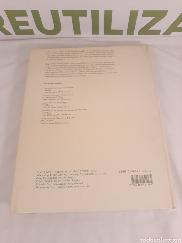 Libros de segunda mano: Immunology. Jan Klein. Blackwell Scientific Publications. - Foto 2
