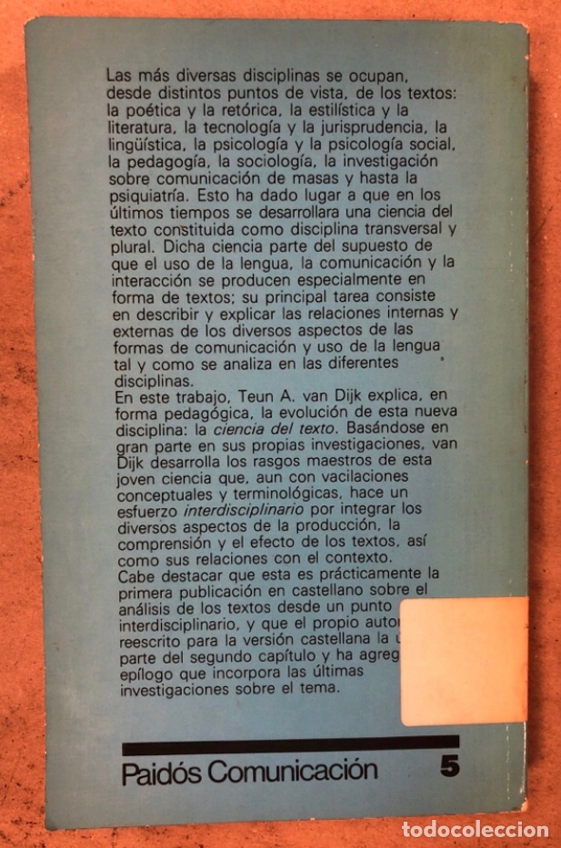 Libros de segunda mano: LA CIENCIA DEL TEXTO. TEUN A. VAN DIJK. EDICIONES PAID&Oacute;S 1983. - Foto 8