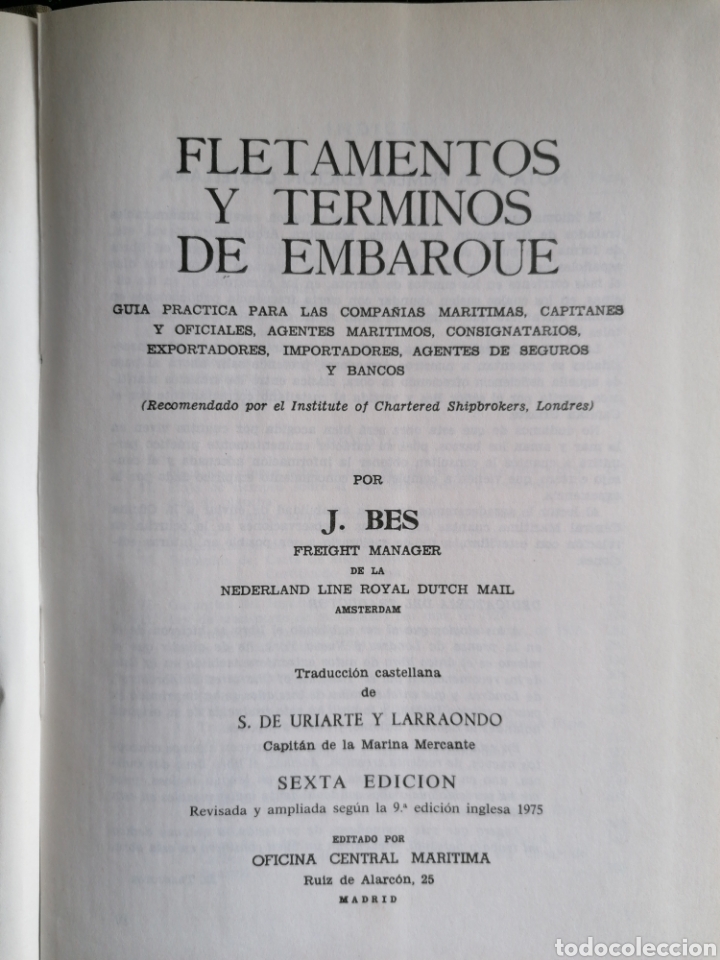 Libros de segunda mano: Fletamentos y t&eacute;rminos de embarque. J Bes - Foto 3