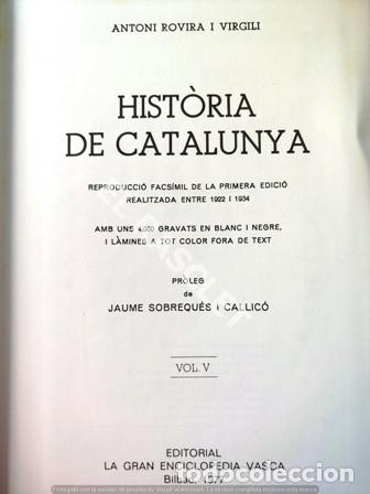 Libros de segunda mano: HIST&Ograve;RIA DE CATALUNYA (VOL.V) (CATAL&Aacute;N). - Foto 2