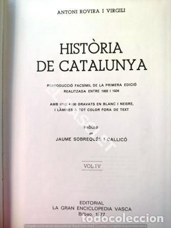 Libros de segunda mano: HIST&Ograve;RIA DE CATALUNYA (VOL.IV) (CATAL&Aacute;N). - Foto 2