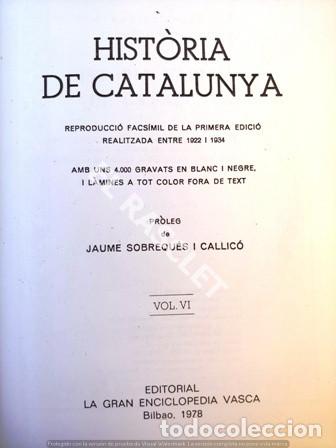 Libros de segunda mano: HIST&Ograve;RIA DE CATALUNYA (VOL.VI) (CATAL&Aacute;N). - Foto 2