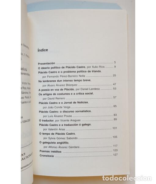 Libros de segunda mano: PL&Aacute;CIDO CASTRO NO CENTENARIO. VV.AA. IGAI. 2002. - Foto 2