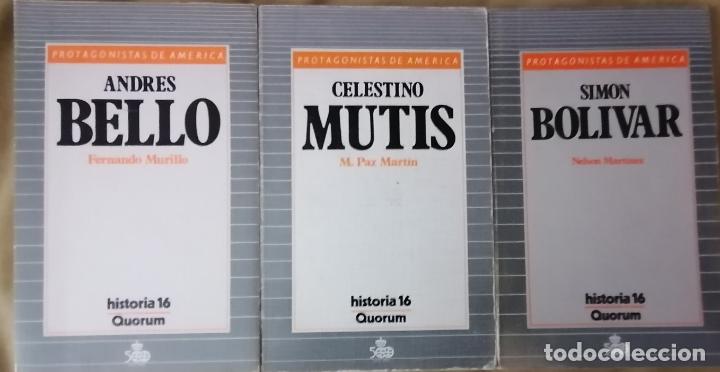 Libros de segunda mano: PACK DE TRES LIBROS PROTAGONISTAS DE AMERICA. ANDRES BELLO, CELESTINO MUTIS Y SIMON BOLIVAR.