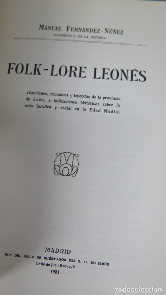 Libros de segunda mano: FOLKLORE LEON&Eacute;S. FERNANDEZ-NU&Ntilde;EZ. FACSIMIL - Foto 3