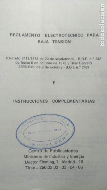 Libros de segunda mano: REGLAMENTO ELECTROTECNICO PARA BAJA TENSION - Foto 2