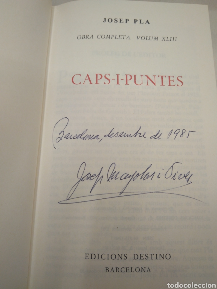 Libros de segunda mano: PLA JOSEP. CAPS I PUNTES - Foto 3