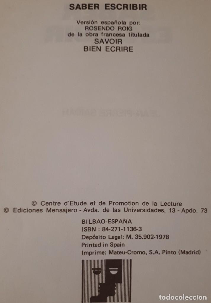 Libros de segunda mano: Saber escribir &ndash; Jean-Pierre Saidah - Foto 2