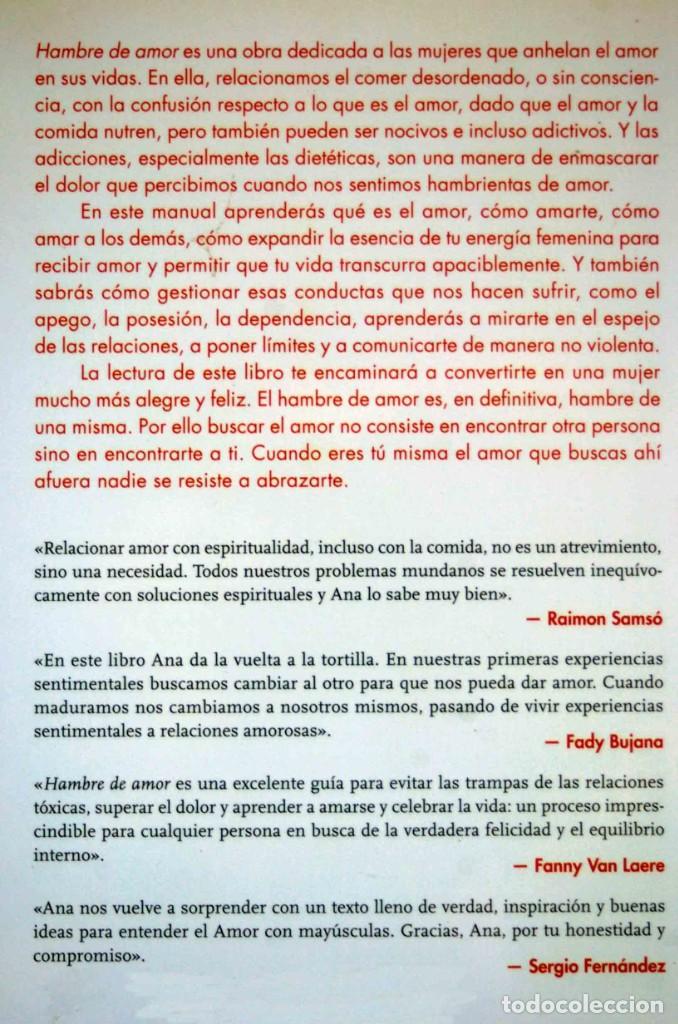 Libros de segunda mano: HAMBRE DE AMOR - ANA MORENO - Editorial OBELISCO - Foto 2