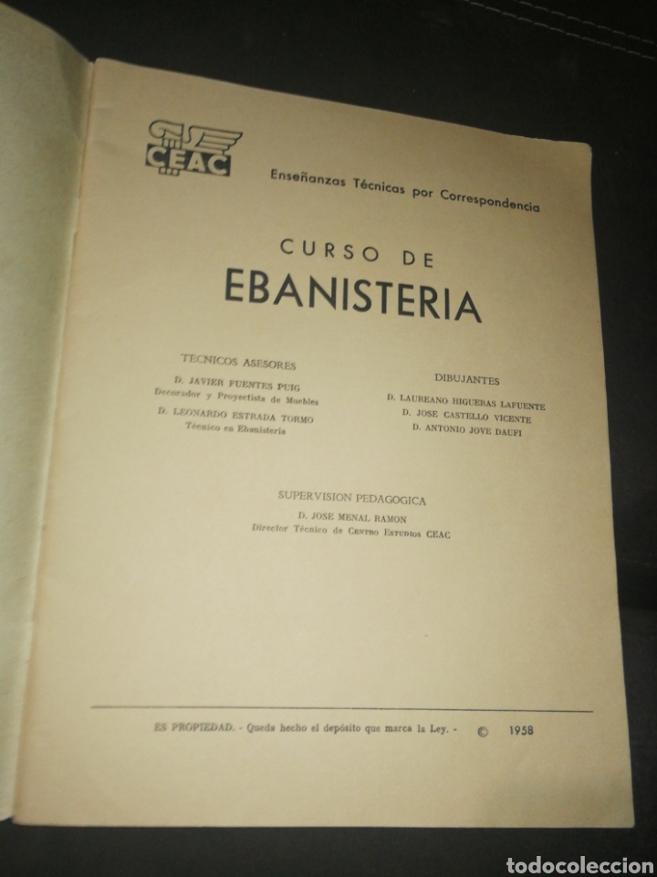 Libros de segunda mano: A&Ntilde;O 1958,CURSO EBANISTER&Iacute;A CEAC. - Foto 2
