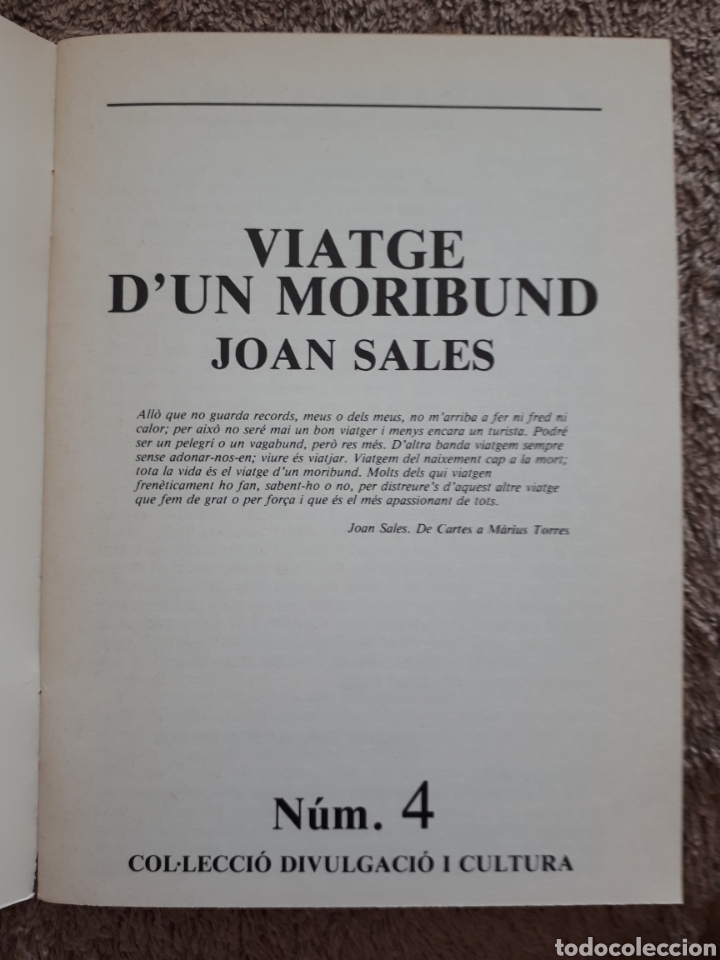 Libros de segunda mano: VIATGE DUN MORIBUND - JOAN SALES - Foto 2