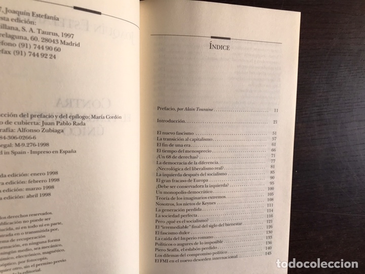 Libros de segunda mano: Contra el pensamiento &uacute;nico. Joaqu&iacute;n Estefan&iacute;a - Foto 3
