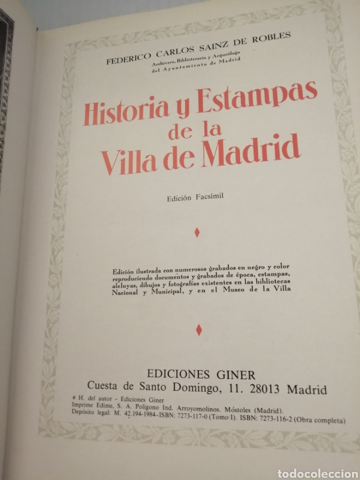 Libros de segunda mano: Historia y estampas de la Villa de Madrid, Vol. 1 (Edicion facs&iacute;mil) - Foto 4
