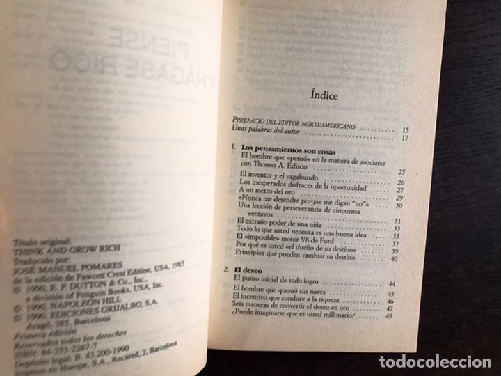 Libros de segunda mano: Piense y h&aacute;gase rico. Napole&oacute;n Hill - Foto 3