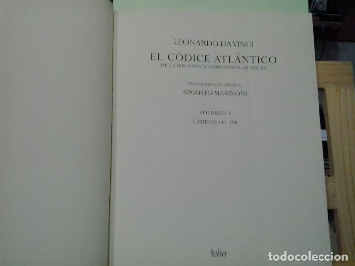 Libros de segunda mano: LMV - El c&oacute;dice atl&aacute;ntico, vol. 3. Leonardo da Vinci - Foto 2