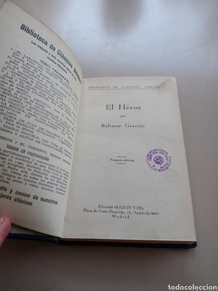 Libros de segunda mano: El H&eacute;roe. Por Baltasar Gracian. - Foto 3