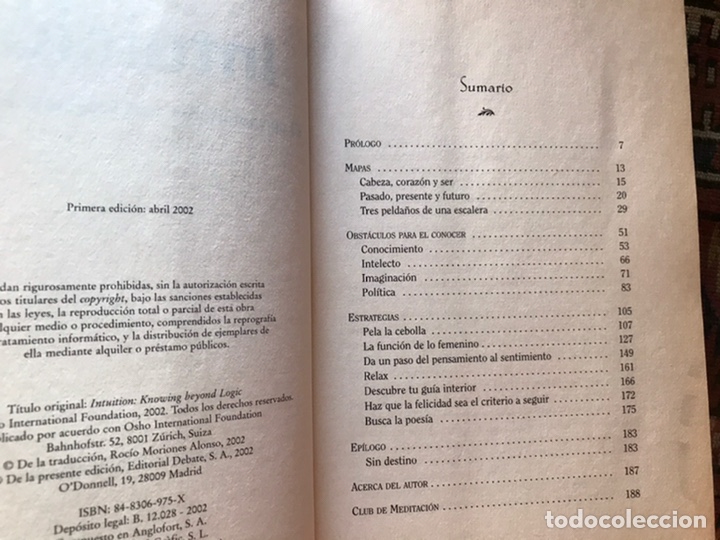 Libros de segunda mano: Intuici&oacute;n. El conocimiento que trasciende la l&oacute;gica. Osho - Foto 3