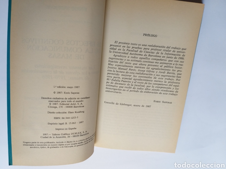 Libros de segunda mano: Los efectos cognitivos de la comunicaci&oacute;n de masas Enric Saperas - Foto 9