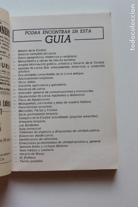 Libros de segunda mano: LORCA GUIA GENERAL TURISTICA Y COMERCIAL 1973, JUAN GONZALEZ LORENTE - Foto 7