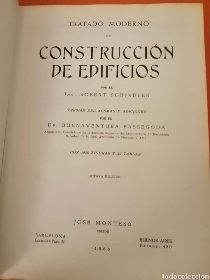 Libros de segunda mano: Tratado de construcci&oacute;n de edificios 1966, Robert Schindler - Foto 2