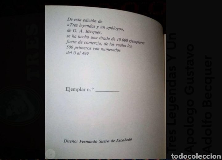 Libros de segunda mano: GUSTAVO ADOLFO B&Eacute;CQUER, TRES LEYENDAS Y UN APOLOGO - Foto 4