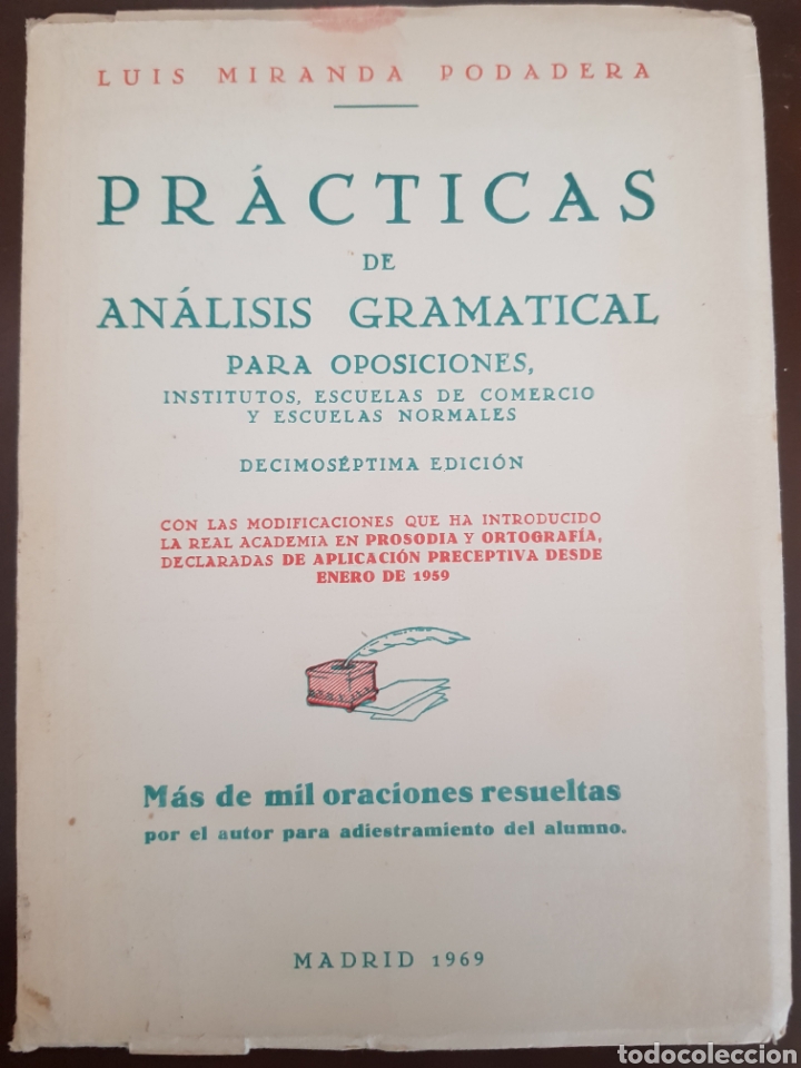 Libros de segunda mano: Pr&aacute;cticas de an&aacute;lisis gramatical ,Luis Miranda Podadera,.a&ntilde;o 1969 - Foto 1