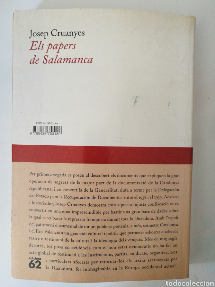 Libros de segunda mano: Els papers de Salamanca de Josep Cruanyes - Foto 2