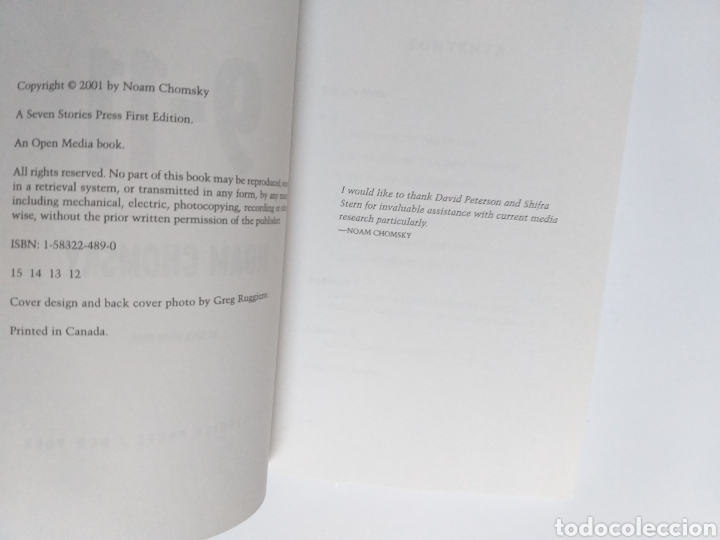 Libros de segunda mano: Noam Chomsky 9 - 11 As open media book. Libro en ingl&eacute;s 2001 - Foto 6