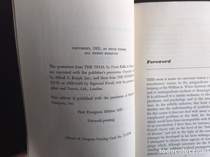 Libros de segunda mano: The forgotten language. Erich Fromm 1957 - Foto 3
