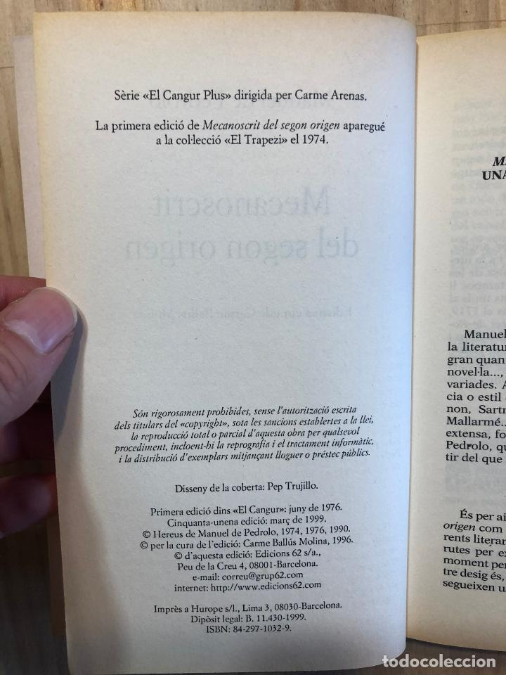 Libros de segunda mano: MECANOSCRIT DEL SEGON ORIGEN - Manuel de Pedrolo - Foto 2