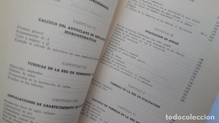 Libros de segunda mano: Instalaciones en los edificios. fontaner&iacute;a y saneamiento. (Ed. DOSAT 1950) - Foto 3