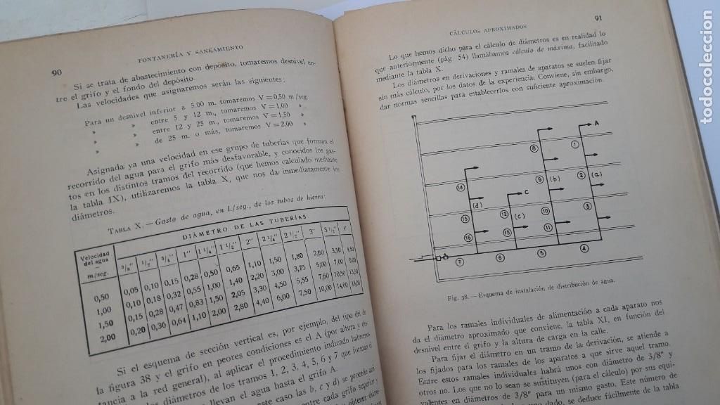 Libros de segunda mano: Instalaciones en los edificios. fontaner&iacute;a y saneamiento. (Ed. DOSAT 1950) - Foto 5