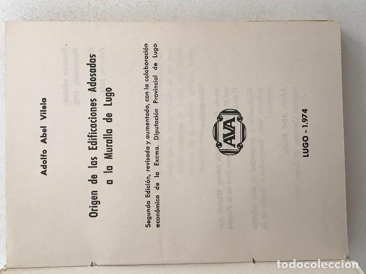 Libros de segunda mano: Adolfo de Abel Vilela. Origen de las Edificaciones adosada a la muralla de Lugo, Galicia - Foto 2