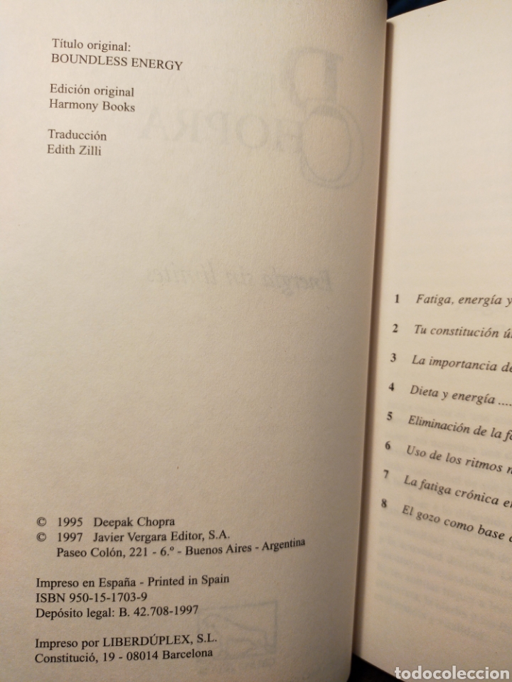 Libros de segunda mano: ENERG&Iacute;A SIN L&Iacute;MITES - DEEPAK CHOPRA - Foto 5