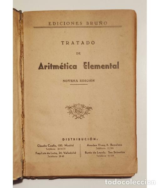 Libros de segunda mano: TRATADO DE ARITM&Eacute;TICA. . Ediciones Bru&ntilde;o. 1950. - Foto 2