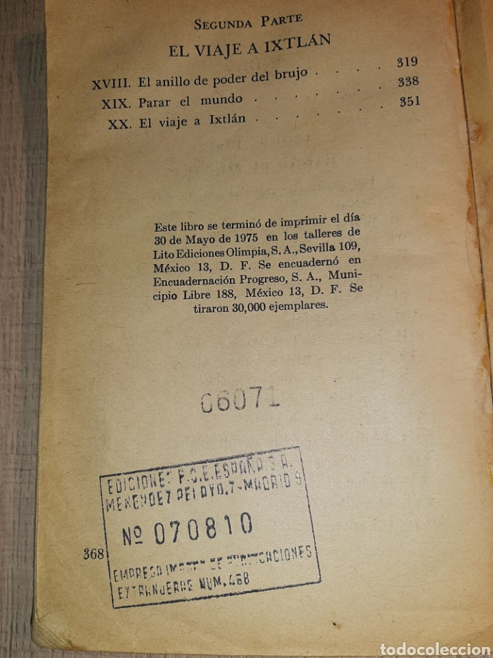 Libros de segunda mano: VIAJE A IXTLAN. CARLOS CASTANEDA. PRIMERA EDICION. - Foto 2