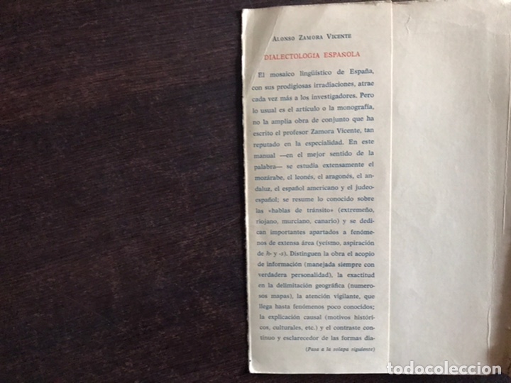 Libros de segunda mano: Dialectolog&iacute;a espa&ntilde;ola. Alonso Zamora Vicente - Foto 2