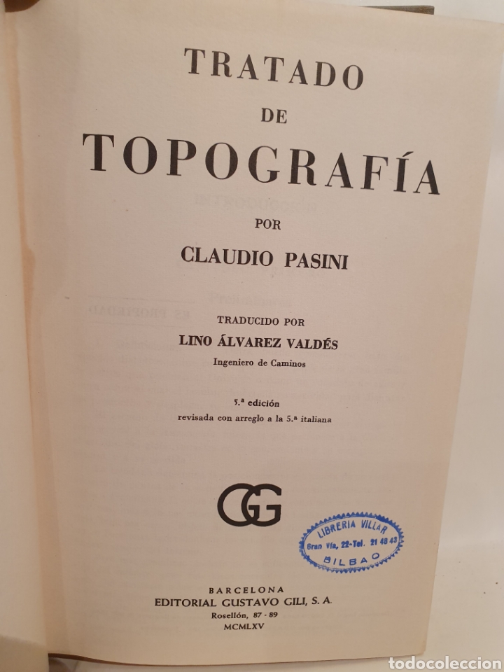 Libros de segunda mano: C.PASINI. TRATADO DE TOPOGRAF&Iacute;A. G.G. 1965. - Foto 1