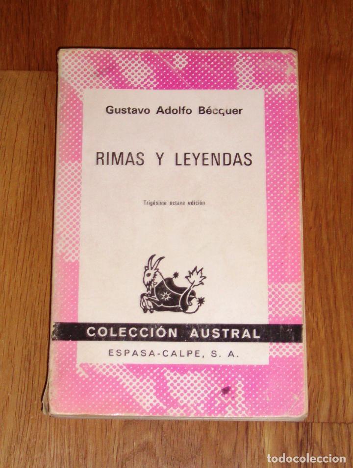 Libros de segunda mano: B&Eacute;CQUER, Gustavo Adolfo. Rimas y Leyendas (Austral ; 3) - Foto 1