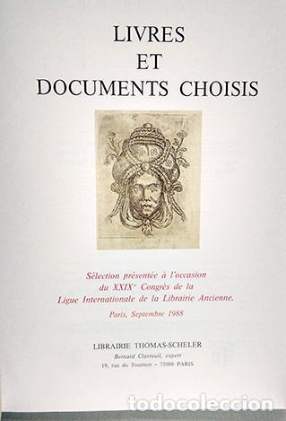 Libros de segunda mano: Livres et documents choisis. Librairie Thomas Scheler, Paris, set. 1988 - Foto 1