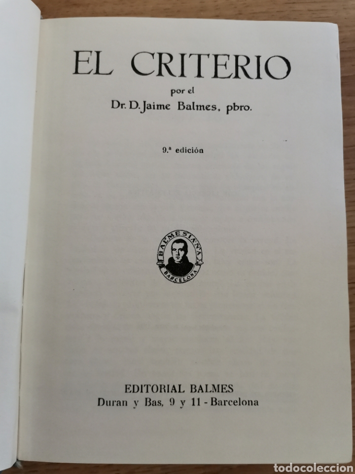 Libros de segunda mano: 2.1 El Criterio. Dr Jaime Balmes pbro. Editorial Balmes - Foto 3