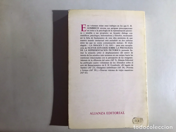 Libros de segunda mano: La imagen y el ojo. E. H. Gombrich. Alianza forma - Foto 1