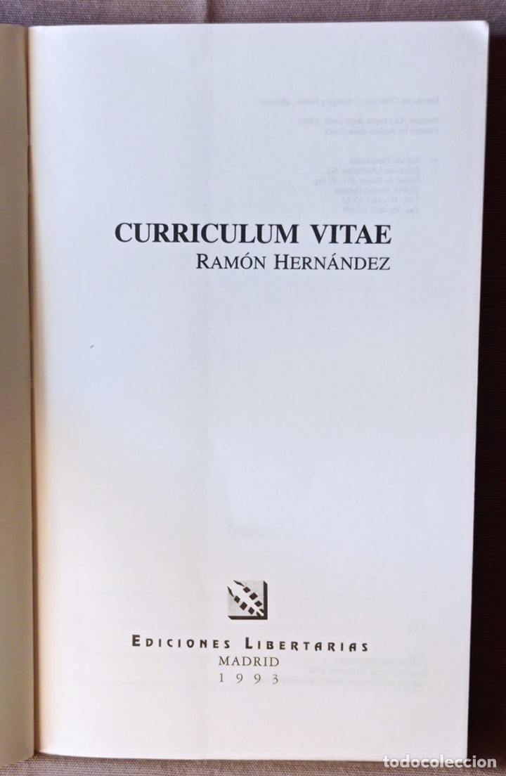 Libros de segunda mano: Curr&iacute;culum Vitae. Ram&oacute;n Hern&aacute;ndez. - Foto 3