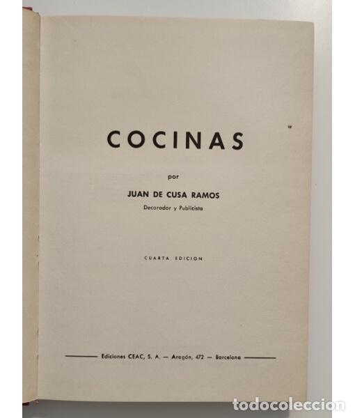 Libros de segunda mano: COCINAS. CUSA RAMOS, Juan de. Ediciones CEAC. 1962. - Foto 2