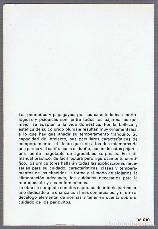Libros de segunda mano: PERIQUITOS LOROS Y PAPAGAYOS VITTORIO MENASS&Eacute; - Foto 2