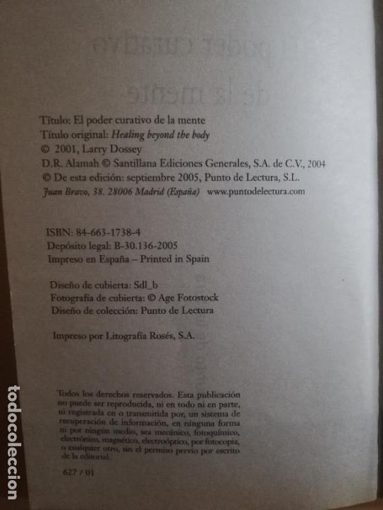 Libros de segunda mano: EL PODER CURATIVO DE LA MENTE. LARRY DOSSEY. PUNTO DE LECTURA. 2005. - Foto 3