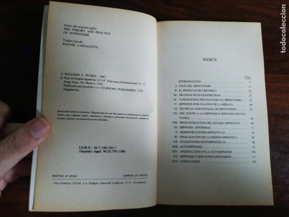 Libros de segunda mano: TEORIA Y PRACTICA DEL HIPNOTISMO. WILLIAM J. OUSBY. - Foto 2