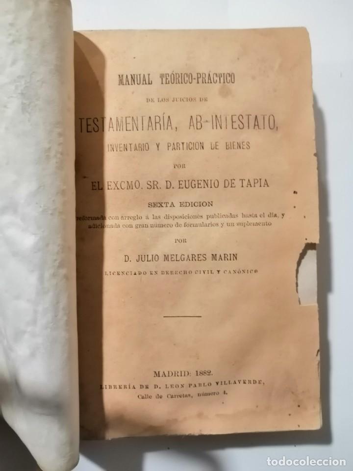 Libros de segunda mano: LIBRO TESTAMENTARIO, AB - INTESTATO A&Ntilde;O 1882 - Foto 3